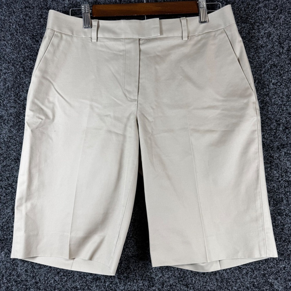 Brooks Brothers 346 Womens Tan Chino Bermuda Shorts Sz 8 Beige Cotton Flat Front